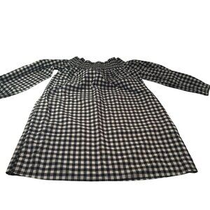 Abercrombie Fitch Dress Womens Gingham Off Shoulder Smock Long Sleeve Cotton